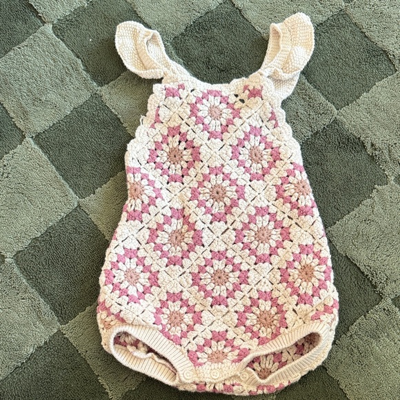 Zara Pink and Cream Crochet Kids One Piece - Picture 1 of 7